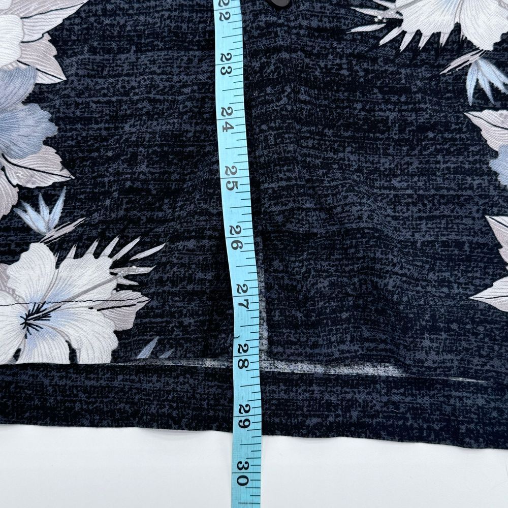George Black Hawaiian Shirt w/ Gray Floral Pattern Button Down Rayon L/G 42-44‎ - Picture 5 of 8
